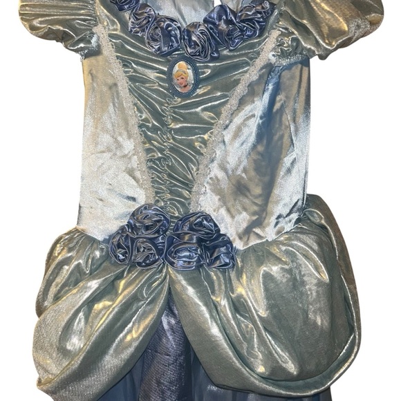 Disney Princess Cinderella blue satin ball gown costume dress M kids 7-8 - Picture 2 of 3